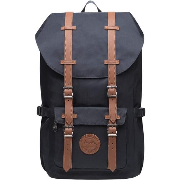 Laptop Outdoor Backpack Traveling Rucksack Fits 15.6 Inch Laptop (BLACK)